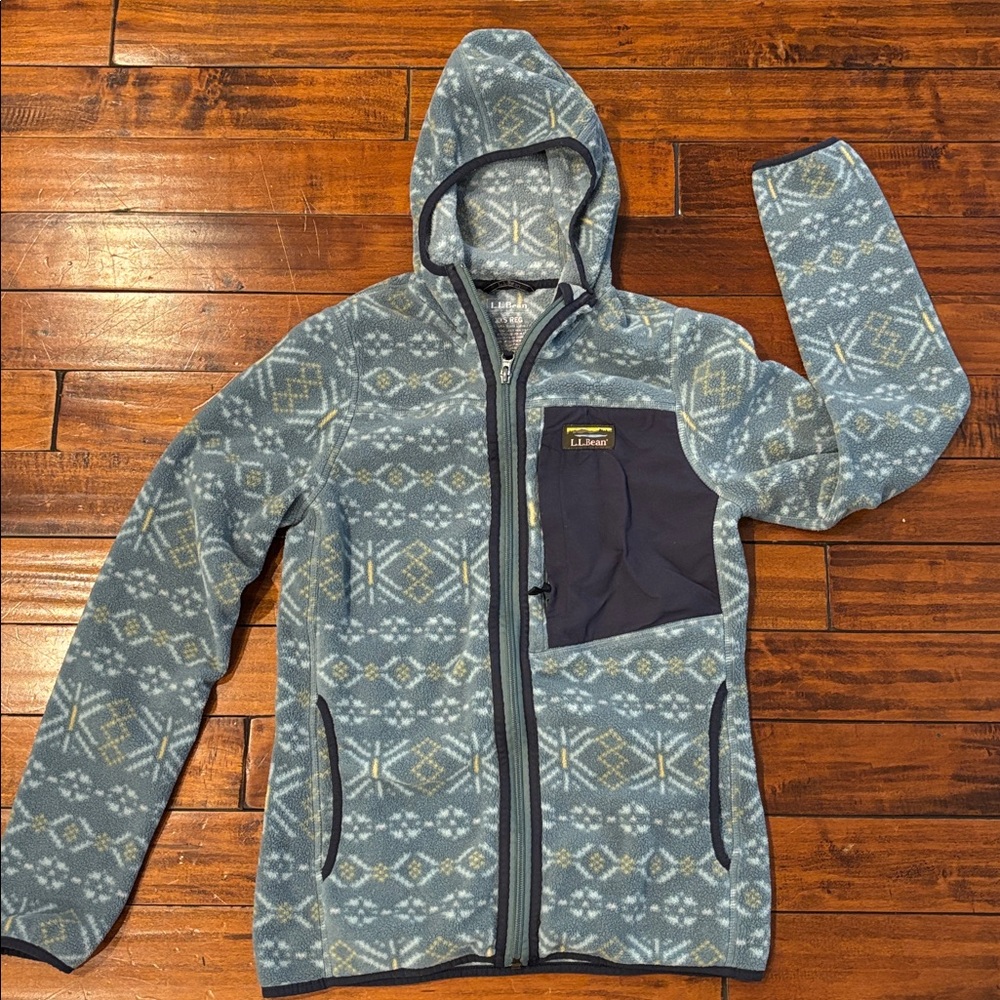 L.L. Bean Women’s Blue Patterned Fleece Jacket